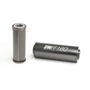 DeatschWerks Stainless Steel 10AN 10 Micron Universal Inline Fuel Filter Housing Kit (160mm) - 8-03-160-010K
