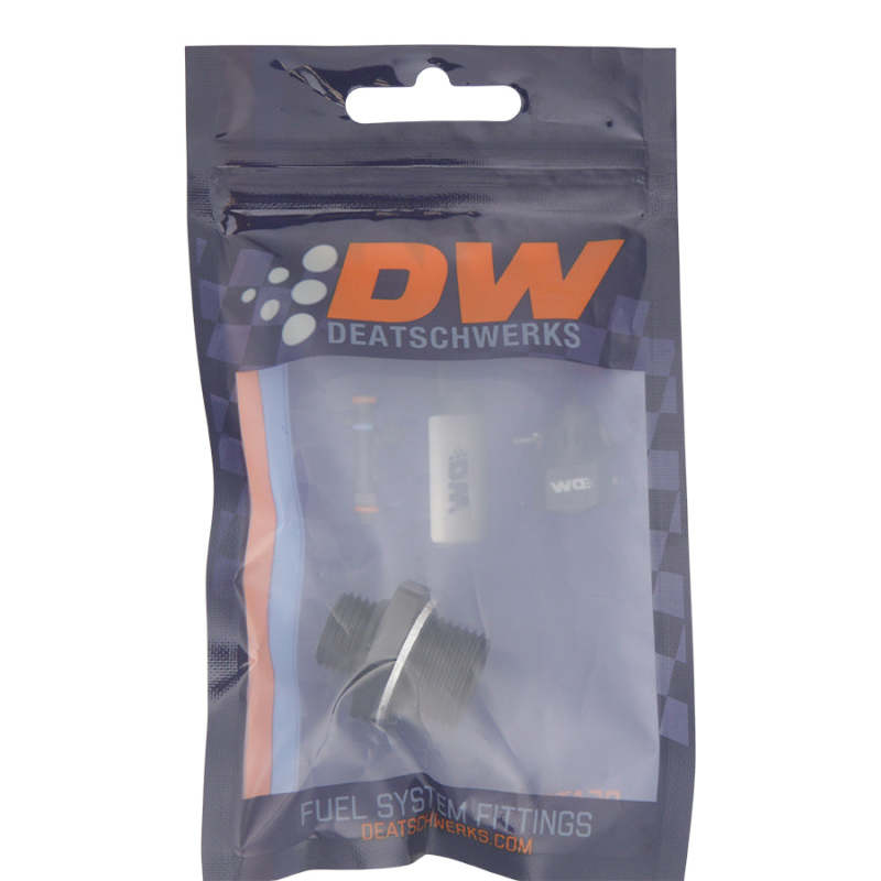 DeatschWerks 6AN ORB Male to M18 X 1.5 Metric Male (Incl O-Ring and Washer) - Anodized Matte Black - 6-02-0606-B