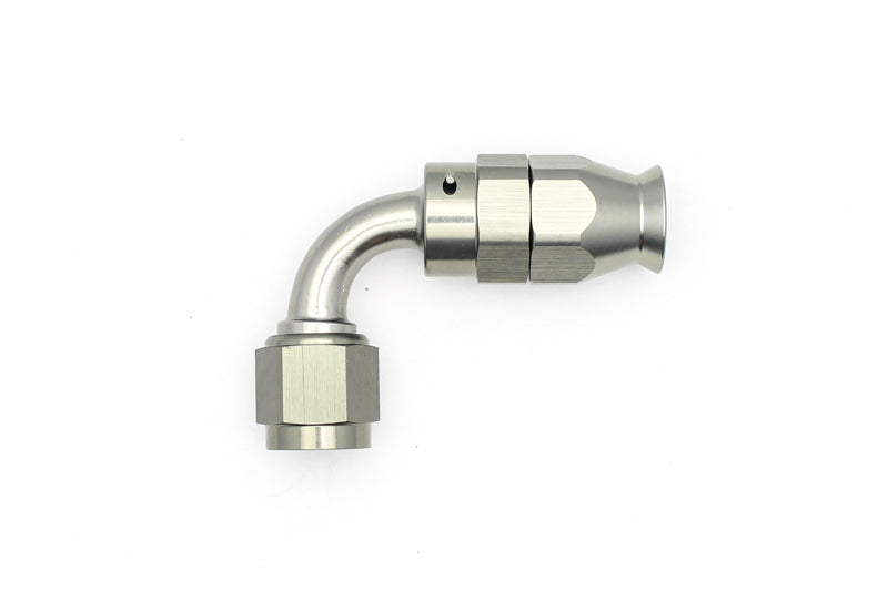 DeatschWerks 6AN Female Swivel 90-Degree Hose End PTFE (Incl. 1 Olive Insert) - 6-02-0852
