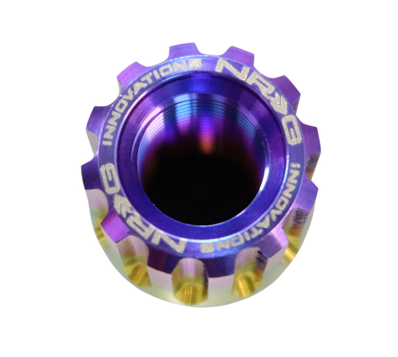 NRG 200 Series M12 X 1.25 Titanium Lug Nut Set - 21 Pc w/Lock Key Socket - Neochrome - LN-T210MC-21