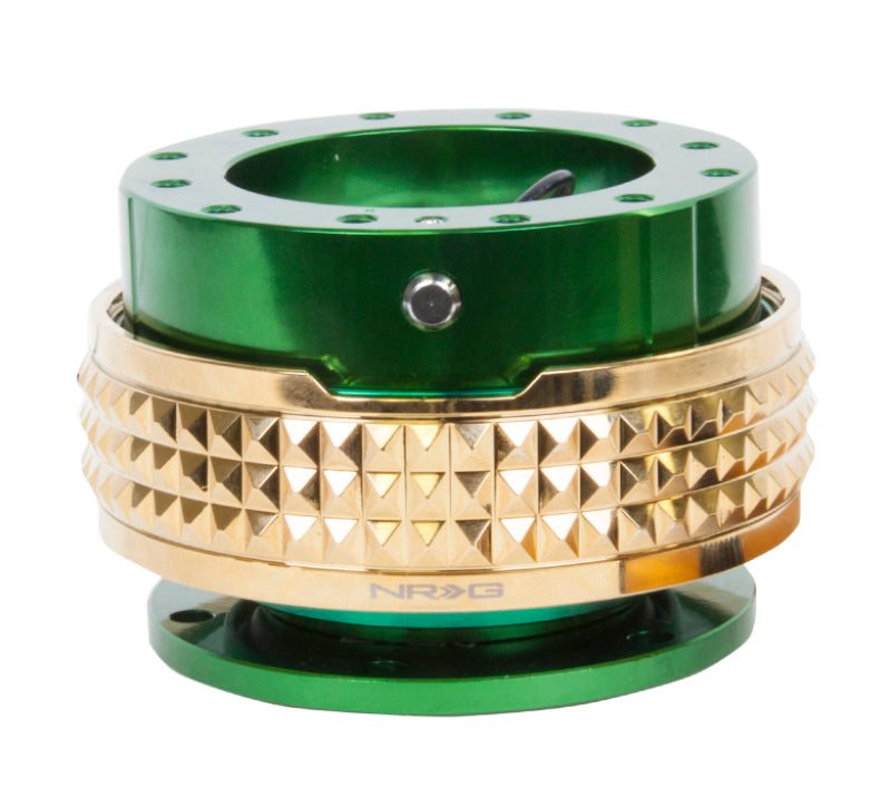 NRG Quick Release Kit - Pyramid Edition - Green Body / Chrome Gold Pyramid Ring - SRK-210GN/CG
