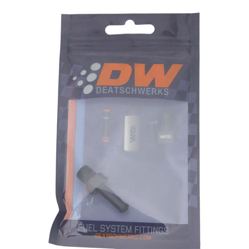DeatschWerks 1/8in NPT Male Thread 1/4in Hose Barb - Anodized Matte Black - 6-02-0915-B