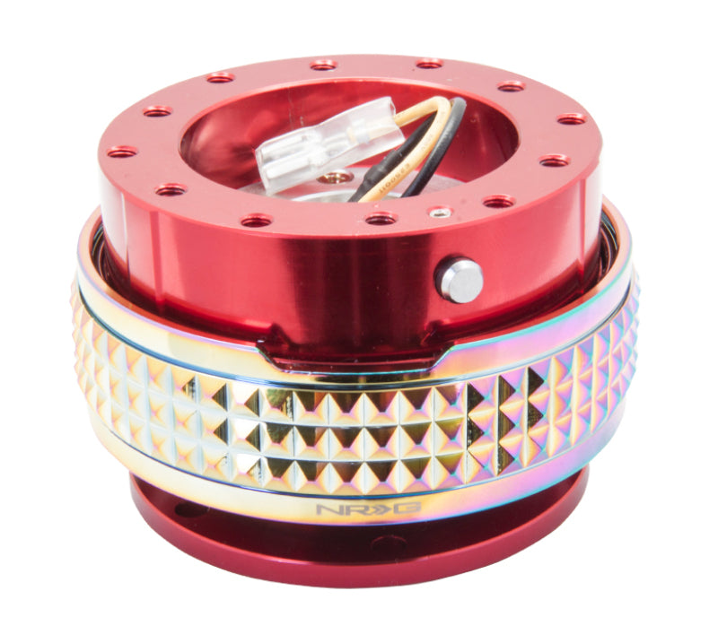 NRG Quick Release Kit - Pyramid Edition - Red Body / Neochrome Pyramid Ring - SRK-210RD/MC