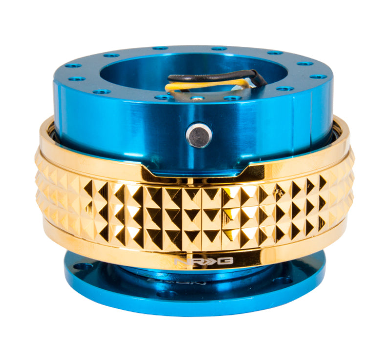 NRG Quick Release Kit - Pyramid Edition - Blue Body / Chrome Gold Pyramid Ring - SRK-210BL/CG