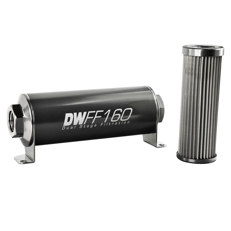 DeatschWerks Stainless Steel 10AN 10 Micron Universal Inline Fuel Filter Housing Kit (160mm) - 8-03-160-010K