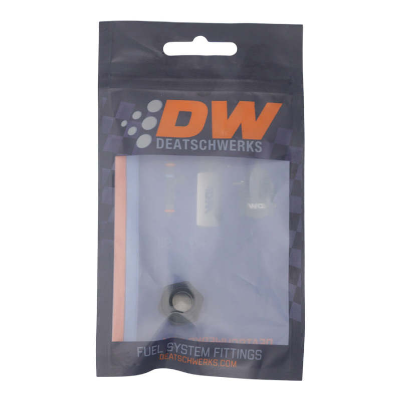 DeatschWerks 6AN ORB Male Plug Fitting with 1/8in NPT Gauge Port - Anodized Matte Black - 6-02-0730-B