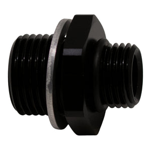 DeatschWerks 6AN ORB Male to M18 X 1.5 Metric Male (Incl O-Ring and Washer) - Anodized Matte Black - 6-02-0606-B
