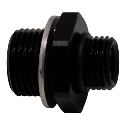 DeatschWerks 6AN ORB Male to M18 X 1.5 Metric Male (Incl O-Ring and Washer) - Anodized Matte Black - 6-02-0606-B