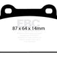 EBC 08-16 Mitsubishi Lancer Evo 10 2.0 Turbo (1 piece rotor) Yellowstuff Rear Brake Pads - DP41985R