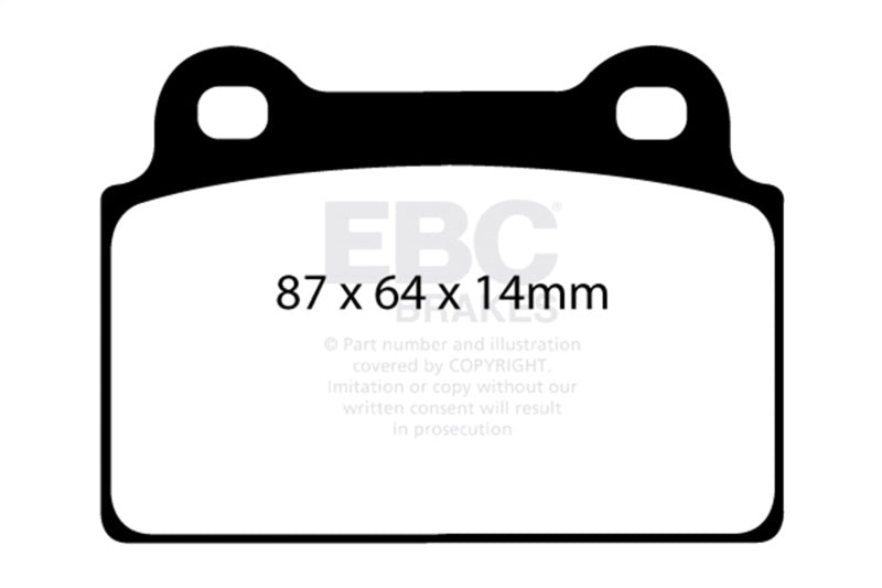 EBC 08-16 Mitsubishi Lancer Evo 10 2.0 Turbo (1 piece rotor) Yellowstuff Rear Brake Pads - DP41985R