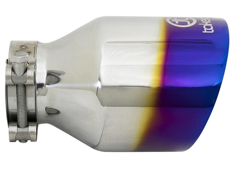 aFe Takeda 304 Stainless Steel Clamp-On Exhaust Tip 2.5in. Inlet / 4.5in. Outlet - Blue Flame - 49T25454-L07