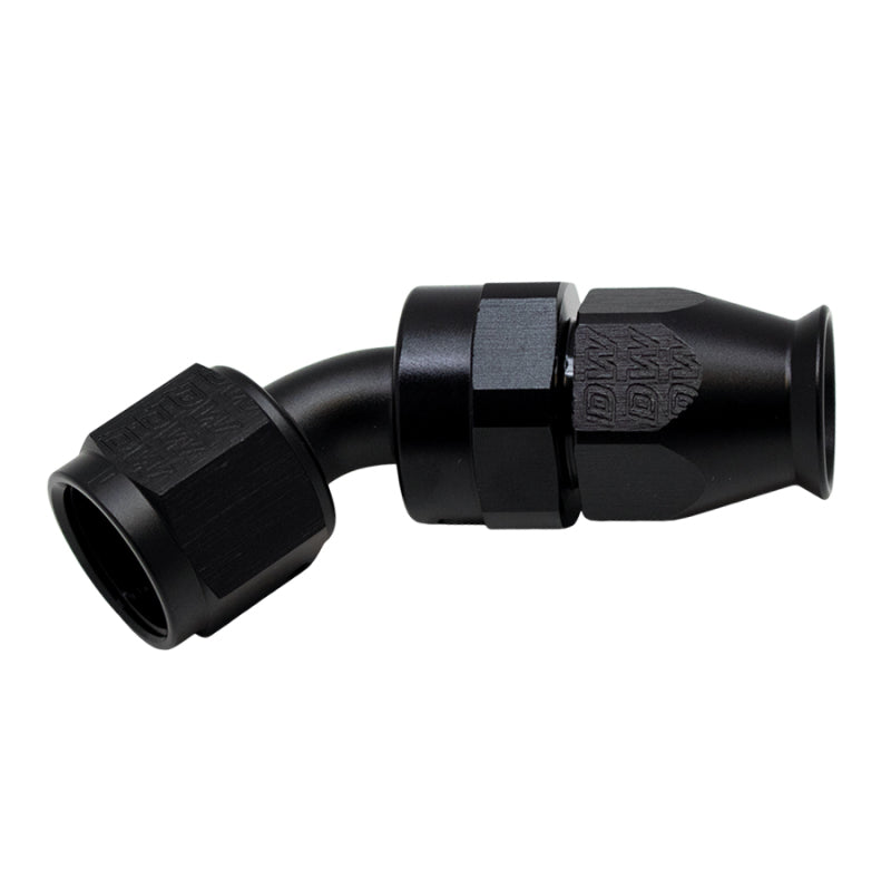 DeatschWerks 8AN Female Swivel 45-Degree Hose End PTFE (Incl 1 Olive Insert) - Anodized Matte Black - 6-02-0855-B