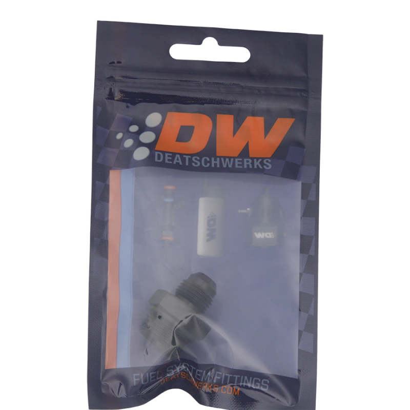 DeatschWerks 8AN ORB Male to 6AN Male Flare Adapter (Incl O-Ring) - Anodized Matte Black - 6-02-0401-B