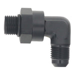 DeatschWerks 6AN ORB Male Swivel to 90-Degree 6AN Male Flare - Anodized Matte Black - 6-02-0414-B
