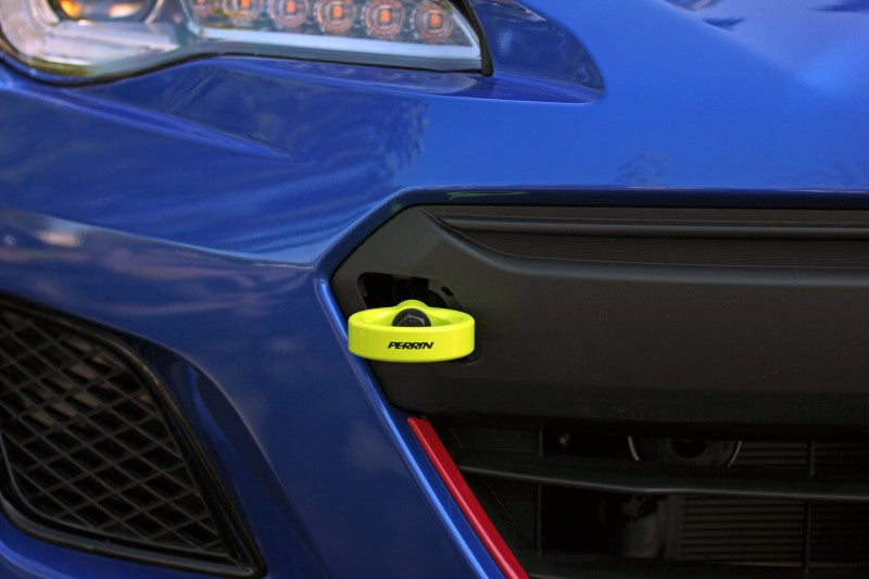 PERRIN 18-21 Subaru WRX & STI / 13-25 BRZ / 17-20 Toyota 86 Tow Hook Kit (Front) - Neon Yellow - PSP-BDY-235NY