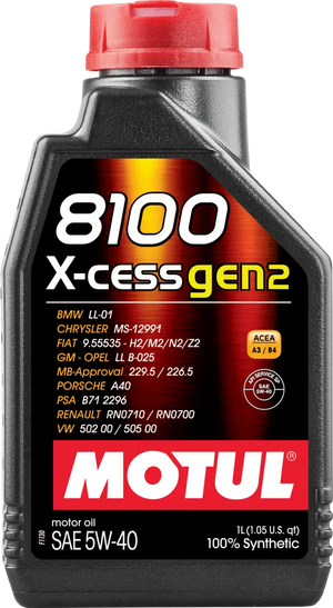 Motul 8100 X-CESS Gen2 5W-40 100% Synthetic Engine Oil