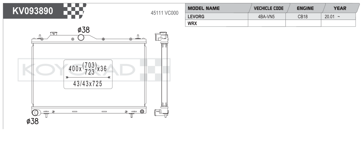 Koyo Performance Radiator - Subaru WRX VB FA24 2022+ - VH093890 - Koyo - Revzone