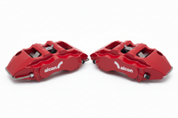 Red Alcon brake calipers pair with complete logos