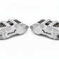 Silver Alcon brake calipers pair with black branding